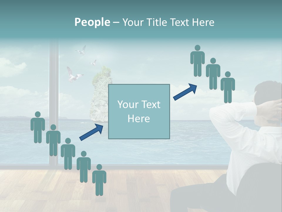 A Man Sitting On A Chair Looking Out At The Ocean PowerPoint Template