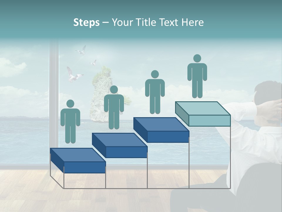 A Man Sitting On A Chair Looking Out At The Ocean PowerPoint Template