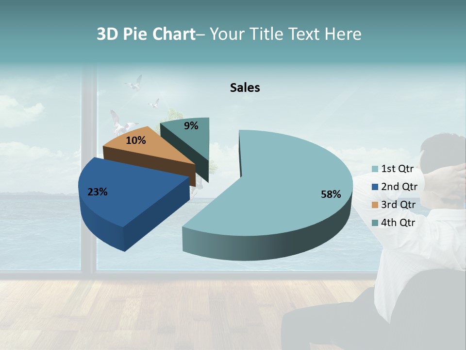 A Man Sitting On A Chair Looking Out At The Ocean PowerPoint Template