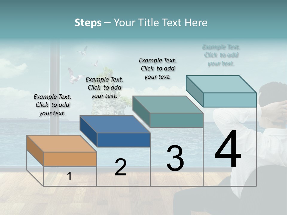 A Man Sitting On A Chair Looking Out At The Ocean PowerPoint Template