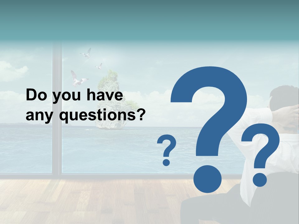 A Man Sitting On A Chair Looking Out At The Ocean PowerPoint Template