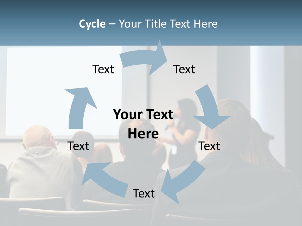 A Woman Giving A Presentation To A Group Of People PowerPoint Template