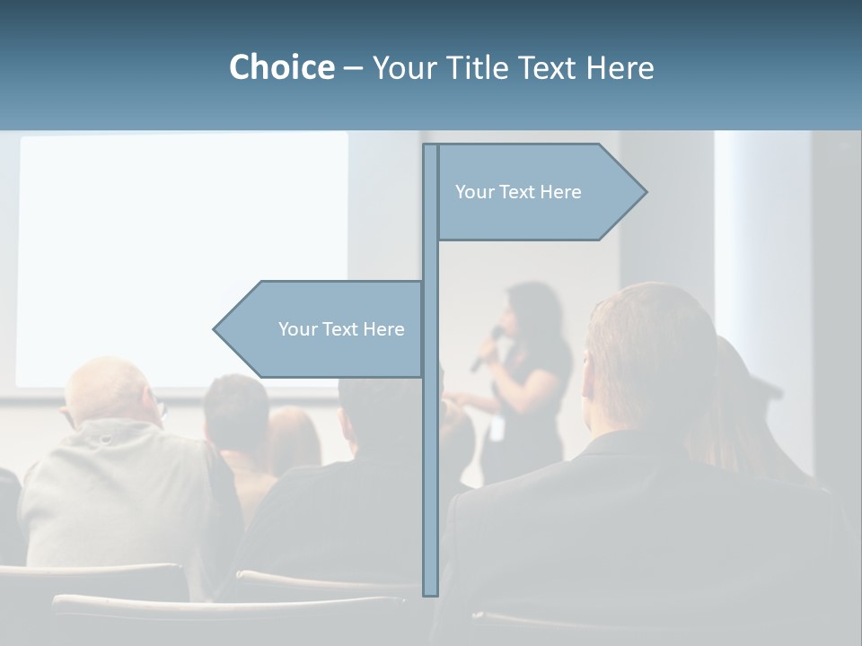 A Woman Giving A Presentation To A Group Of People PowerPoint Template