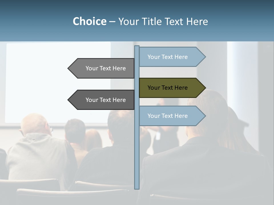 A Woman Giving A Presentation To A Group Of People PowerPoint Template