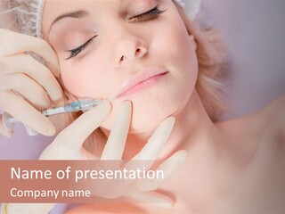 A Woman Getting Her Teeth Examined By A Doctor PowerPoint Template