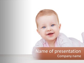 A Baby Is Laying Down On The Floor PowerPoint Template