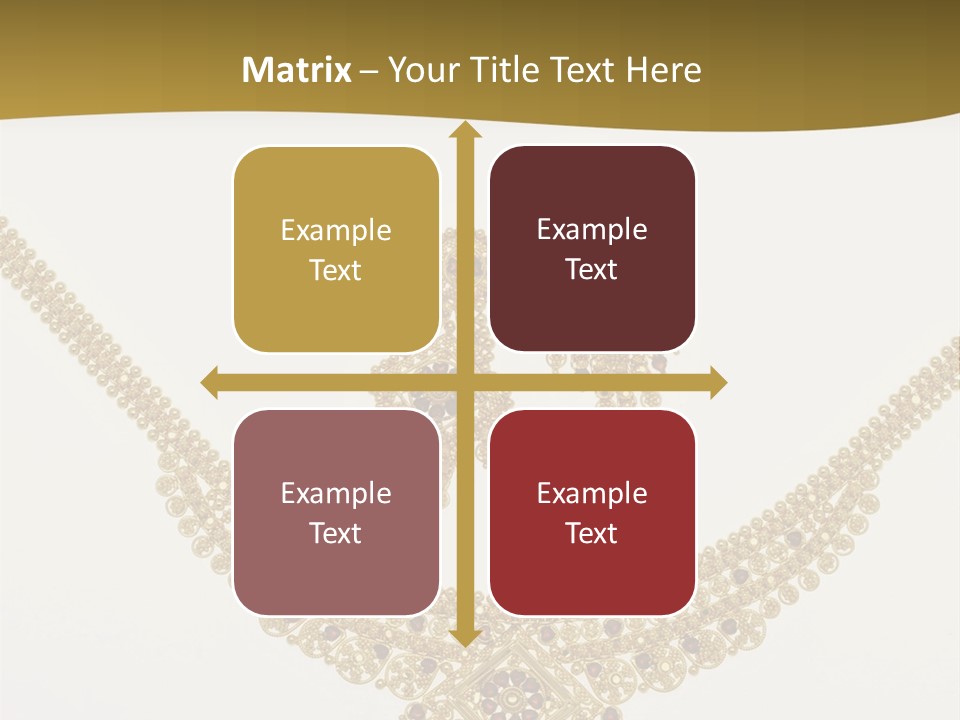 A Gold Necklace And Earrings On A White Background PowerPoint Template