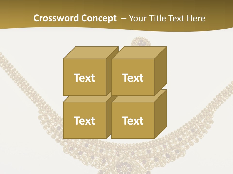 A Gold Necklace And Earrings On A White Background PowerPoint Template