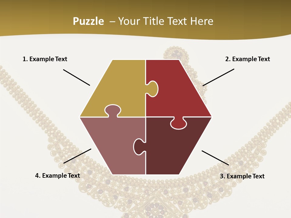 A Gold Necklace And Earrings On A White Background PowerPoint Template