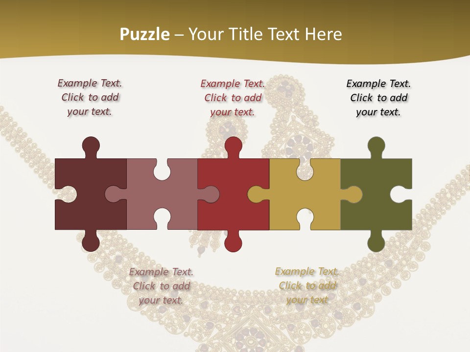 A Gold Necklace And Earrings On A White Background PowerPoint Template