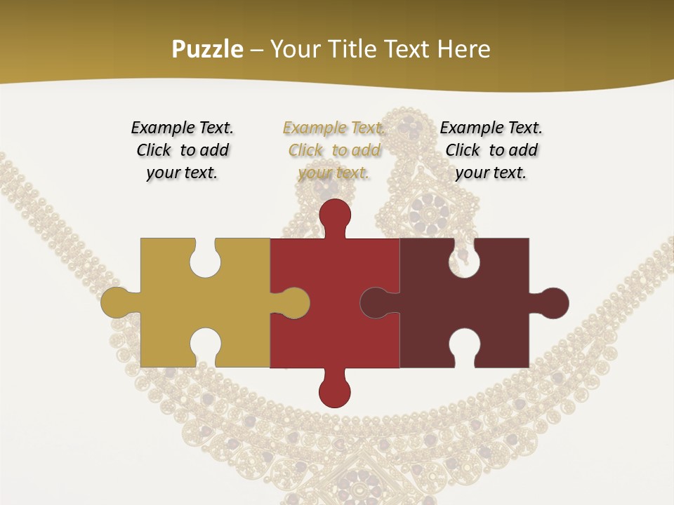 A Gold Necklace And Earrings On A White Background PowerPoint Template