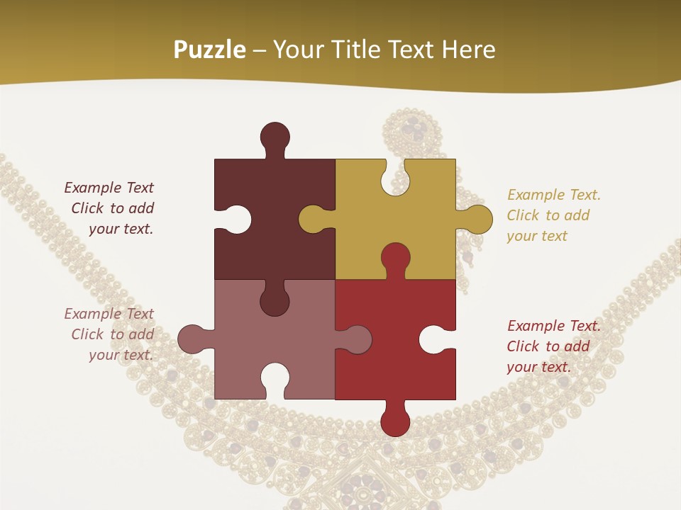 A Gold Necklace And Earrings On A White Background PowerPoint Template