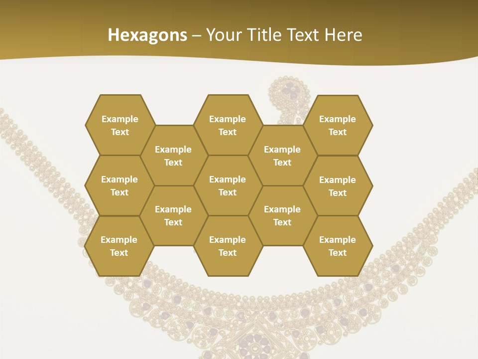 A Gold Necklace And Earrings On A White Background PowerPoint Template