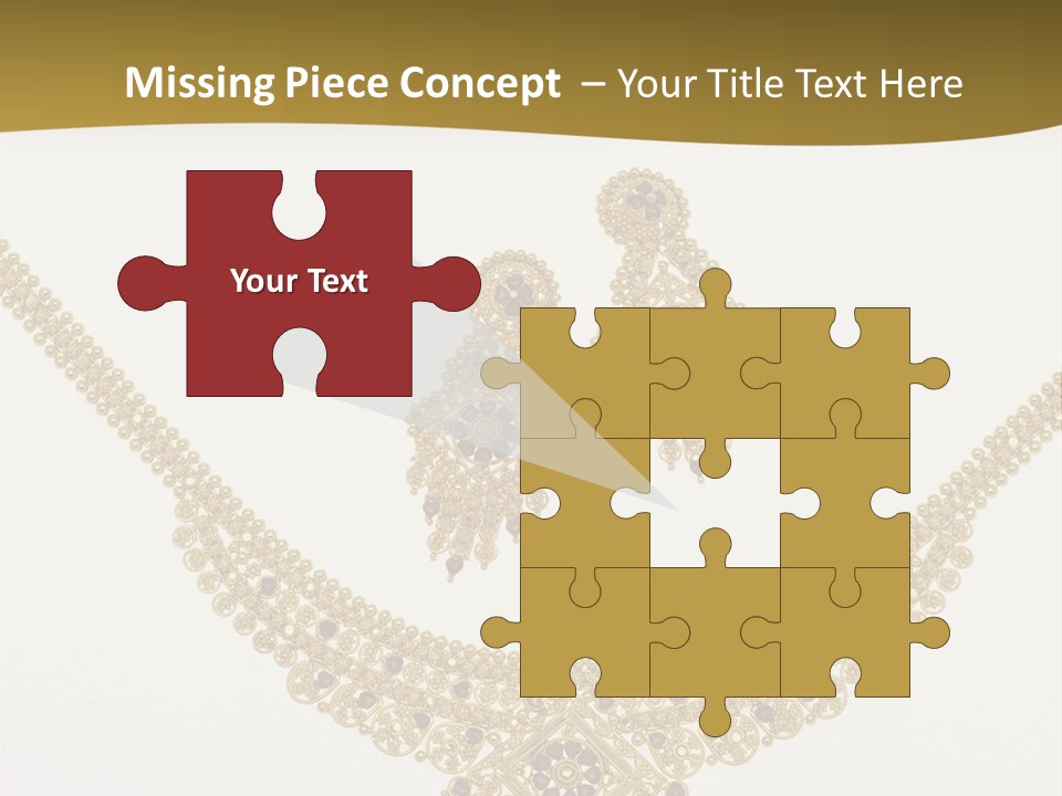 A Gold Necklace And Earrings On A White Background PowerPoint Template