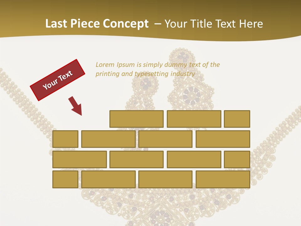 A Gold Necklace And Earrings On A White Background PowerPoint Template