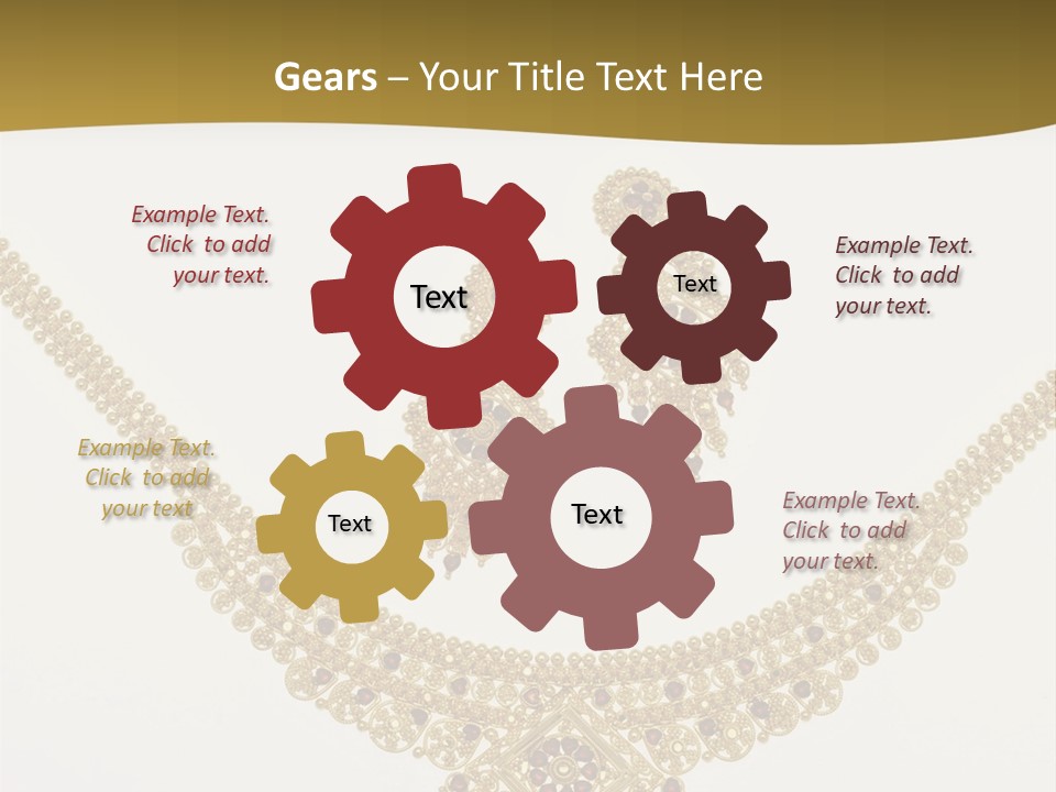 A Gold Necklace And Earrings On A White Background PowerPoint Template