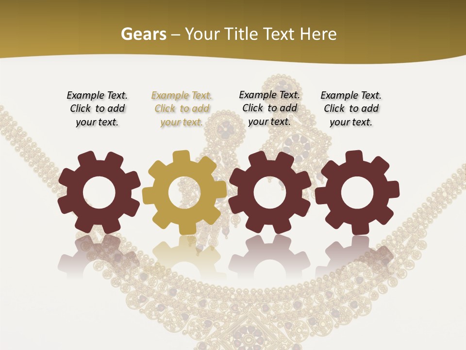 A Gold Necklace And Earrings On A White Background PowerPoint Template