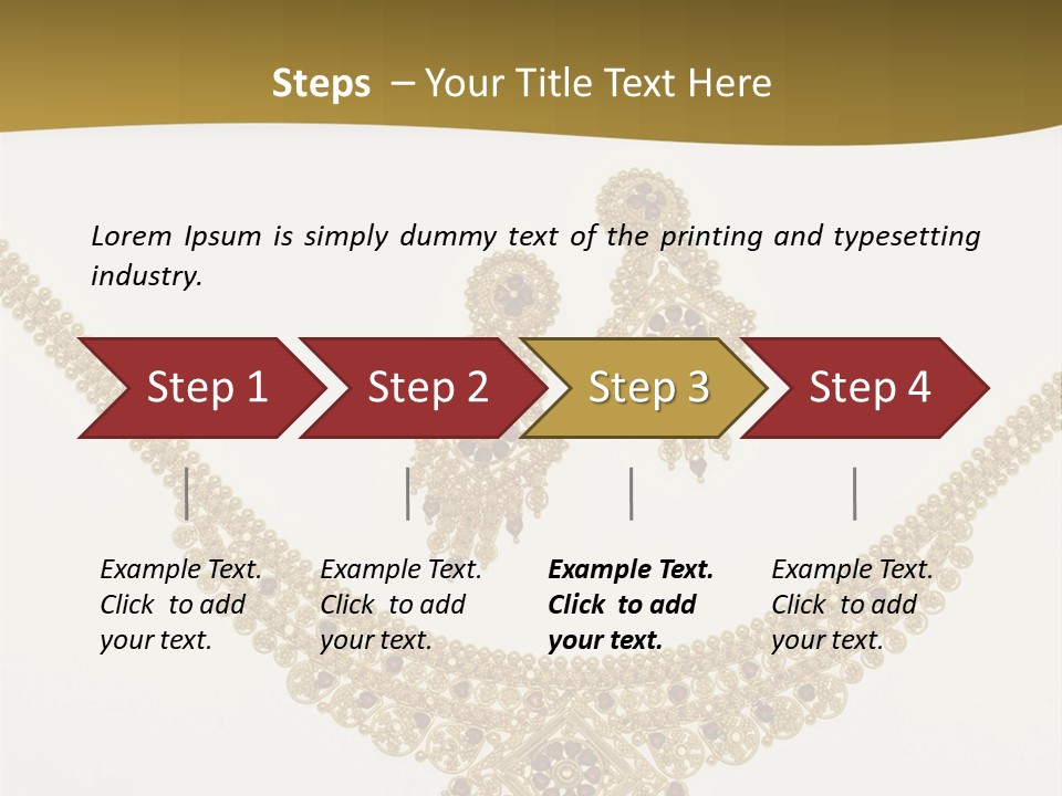 A Gold Necklace And Earrings On A White Background PowerPoint Template