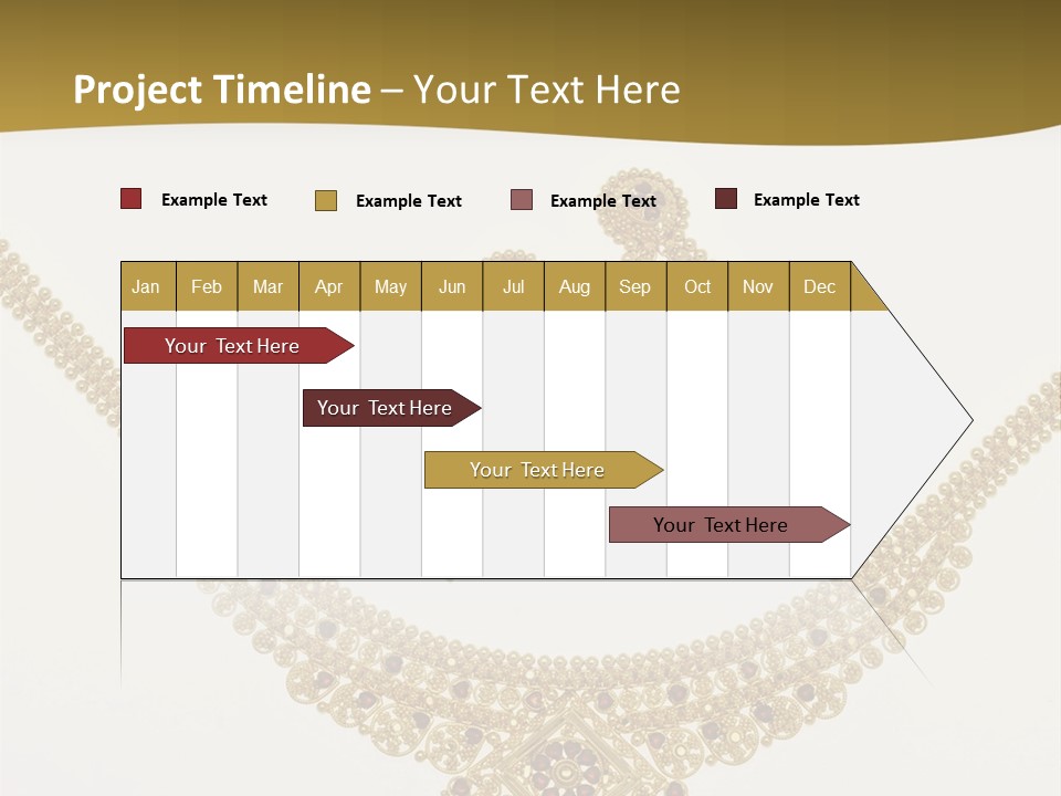 A Gold Necklace And Earrings On A White Background PowerPoint Template