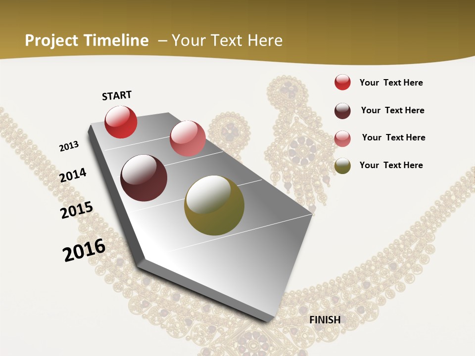 A Gold Necklace And Earrings On A White Background PowerPoint Template