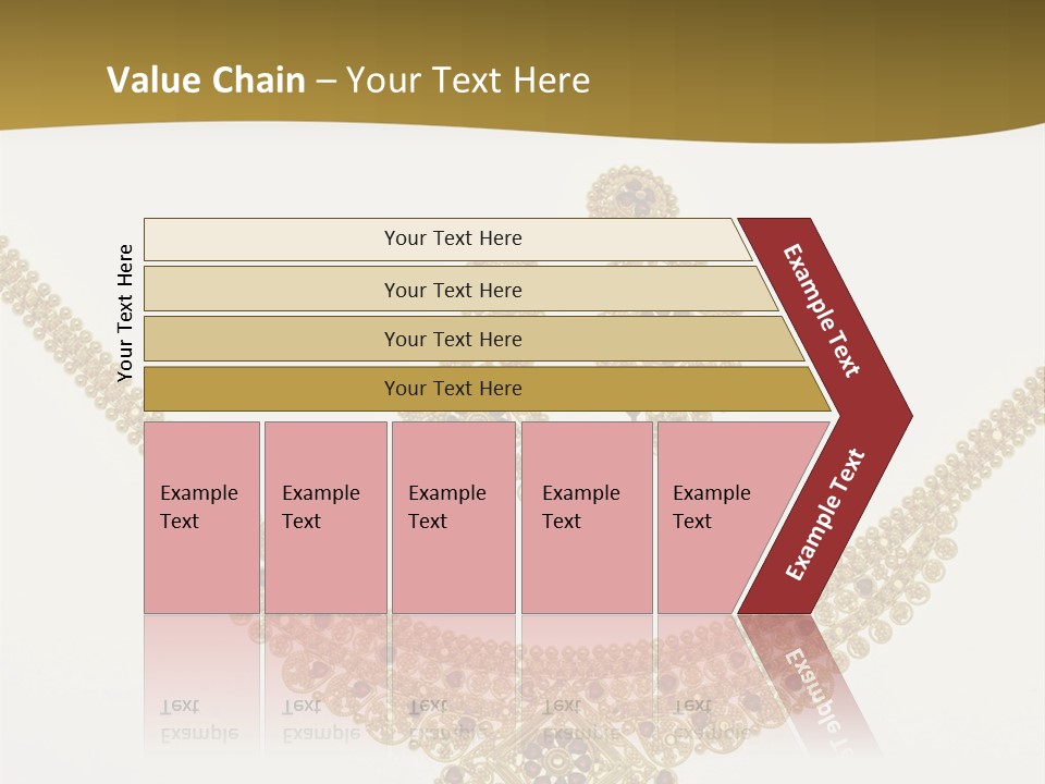 A Gold Necklace And Earrings On A White Background PowerPoint Template