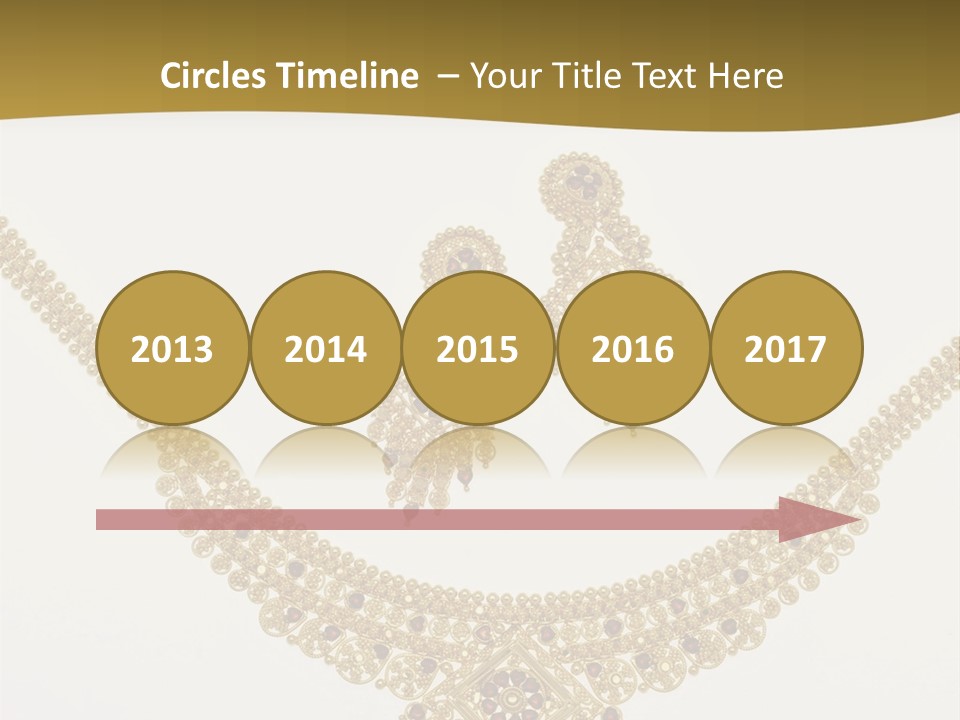 A Gold Necklace And Earrings On A White Background PowerPoint Template