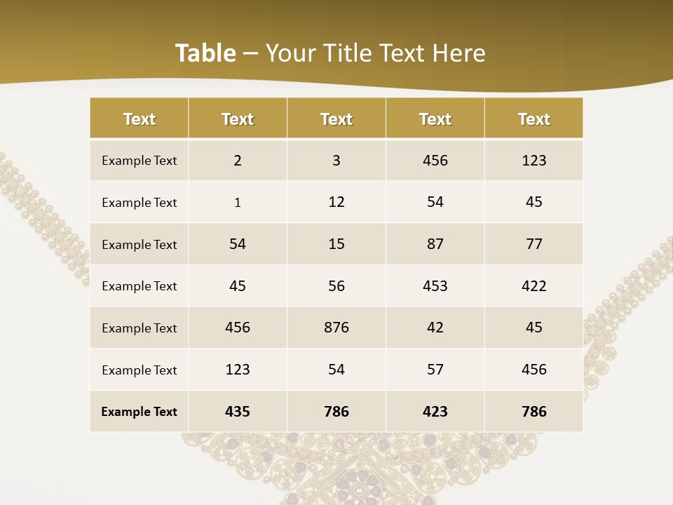 A Gold Necklace And Earrings On A White Background PowerPoint Template