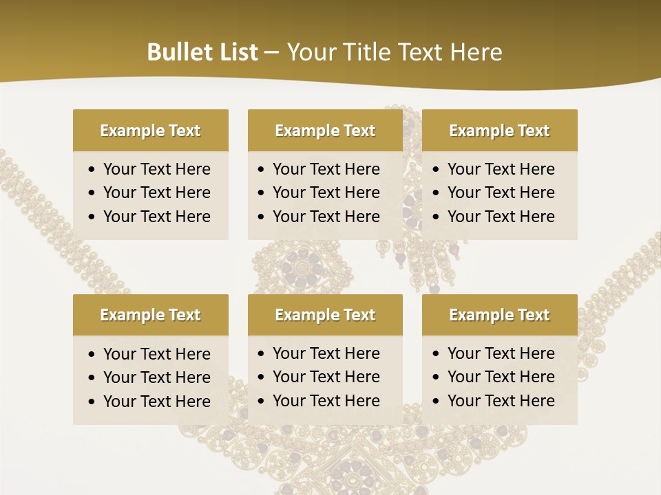 A Gold Necklace And Earrings On A White Background PowerPoint Template