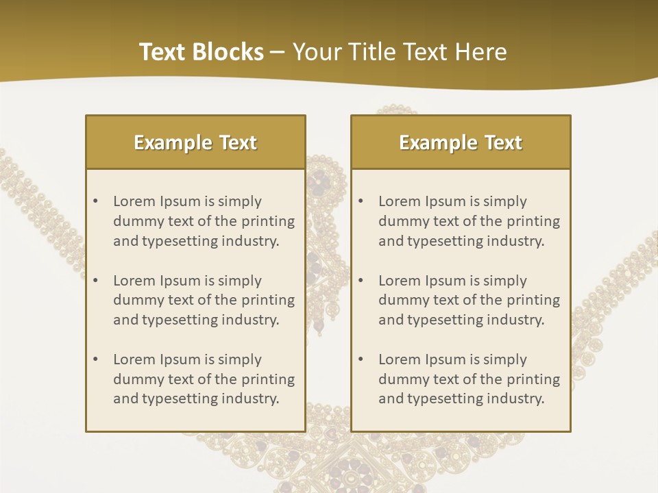 A Gold Necklace And Earrings On A White Background PowerPoint Template