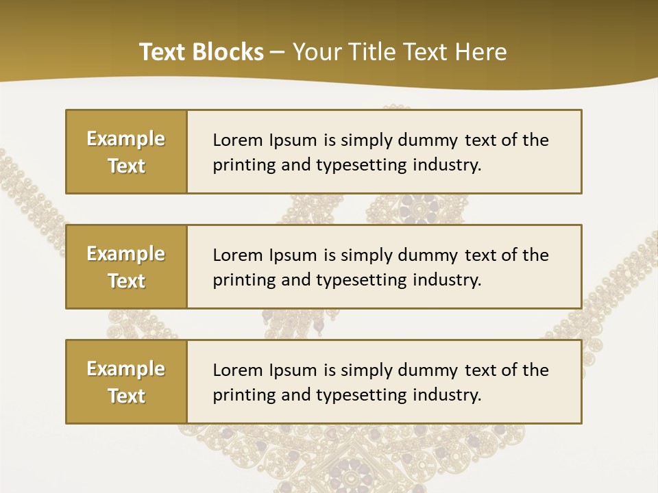 A Gold Necklace And Earrings On A White Background PowerPoint Template