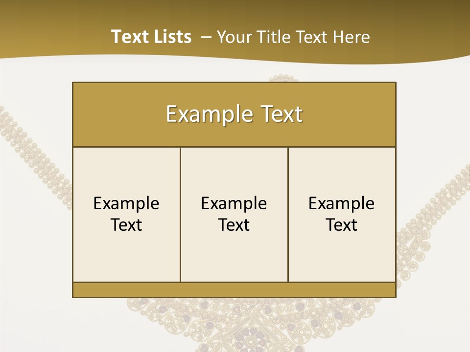 A Gold Necklace And Earrings On A White Background PowerPoint Template