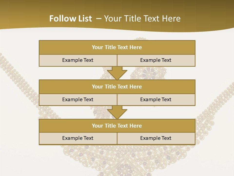 A Gold Necklace And Earrings On A White Background PowerPoint Template