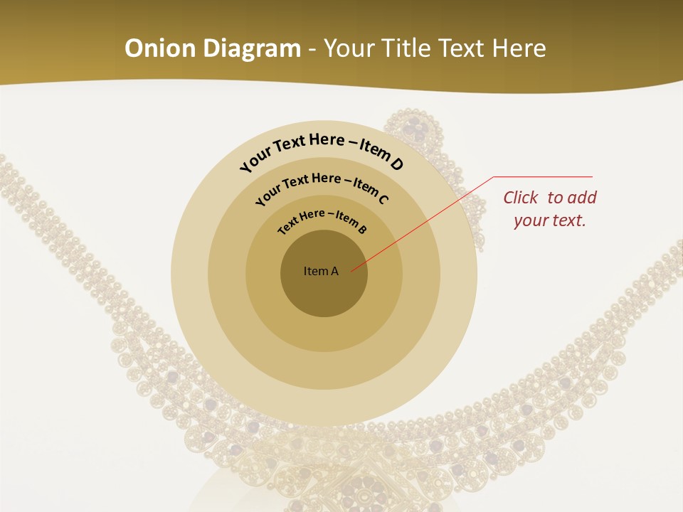 A Gold Necklace And Earrings On A White Background PowerPoint Template