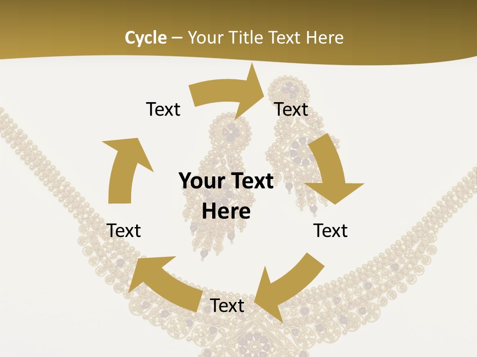 A Gold Necklace And Earrings On A White Background PowerPoint Template