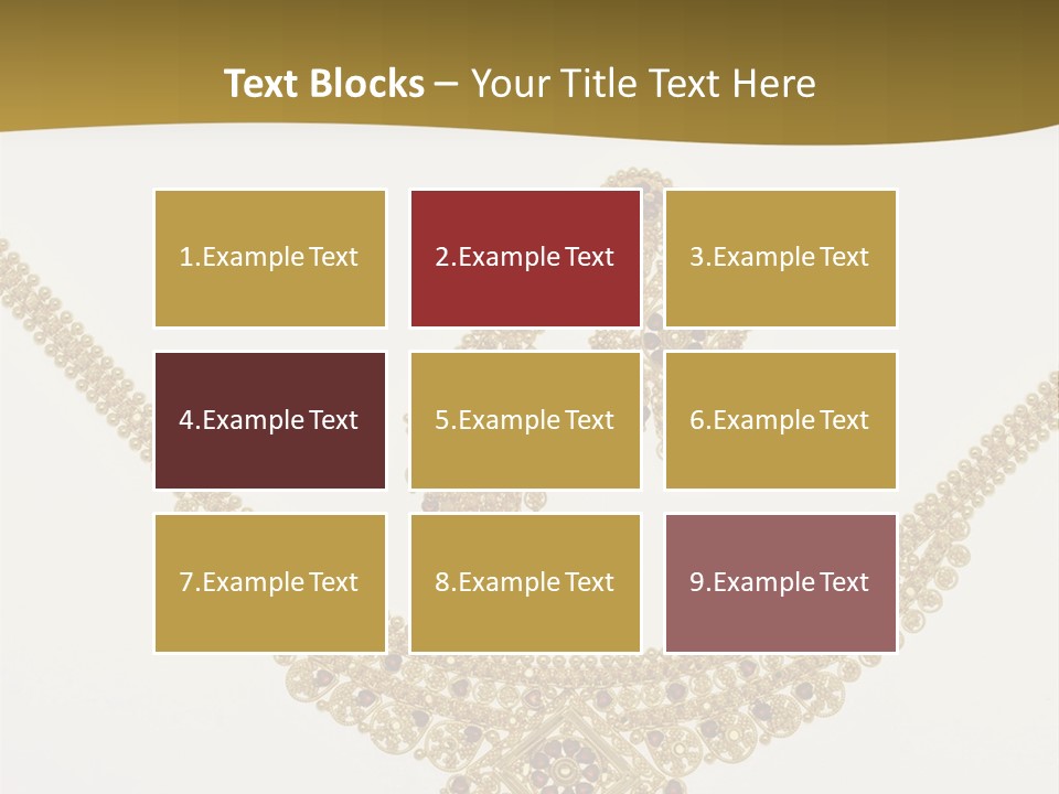 A Gold Necklace And Earrings On A White Background PowerPoint Template