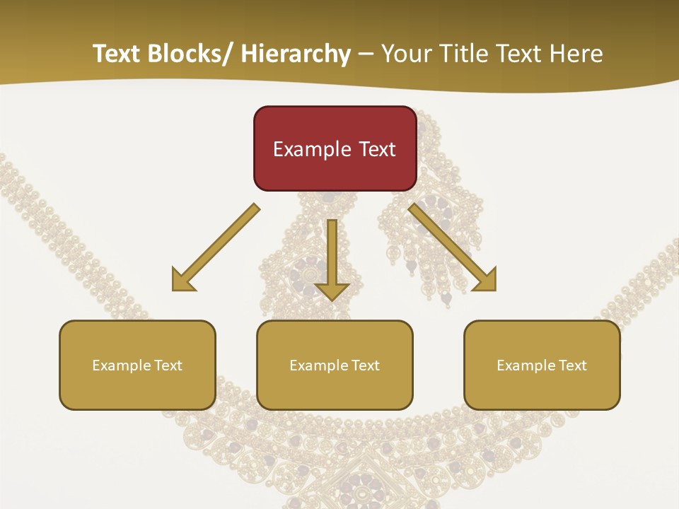 A Gold Necklace And Earrings On A White Background PowerPoint Template