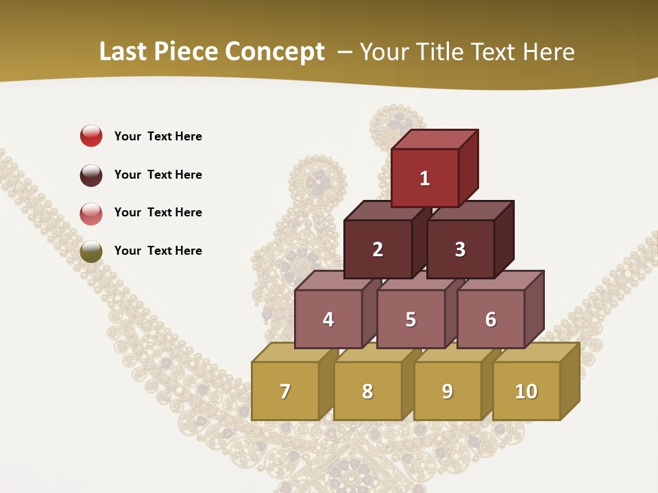 A Gold Necklace And Earrings On A White Background PowerPoint Template