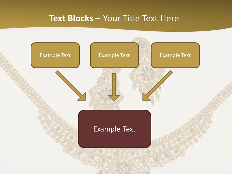 A Gold Necklace And Earrings On A White Background PowerPoint Template