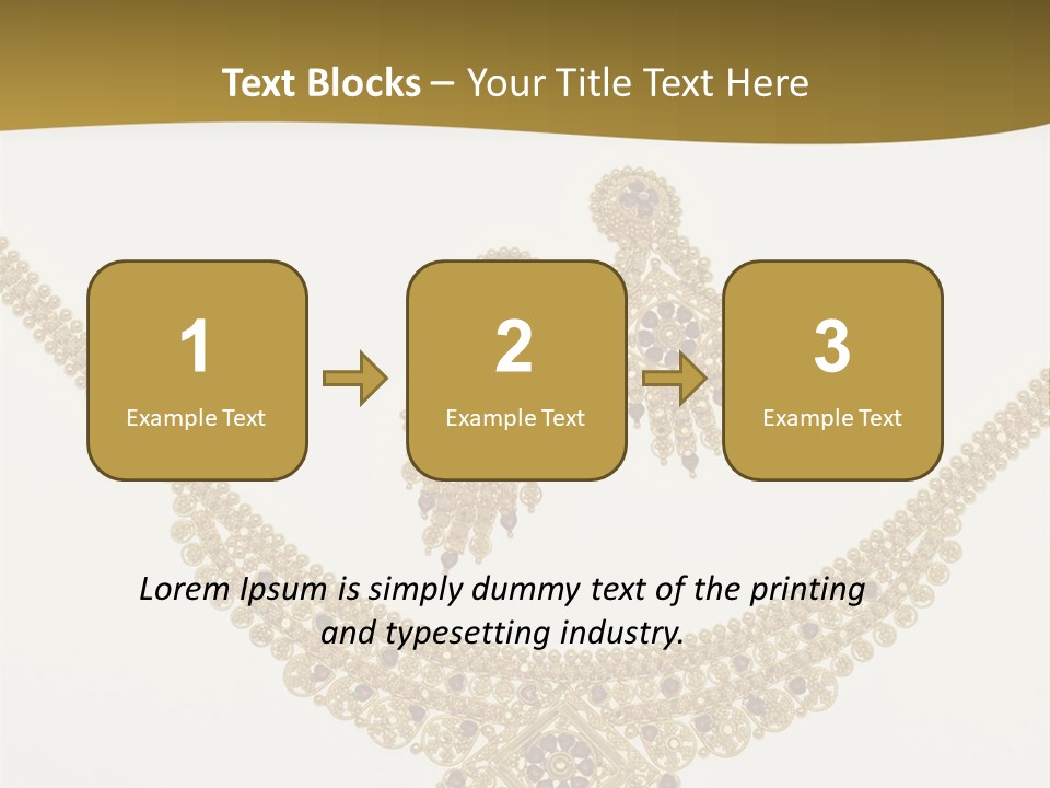 A Gold Necklace And Earrings On A White Background PowerPoint Template