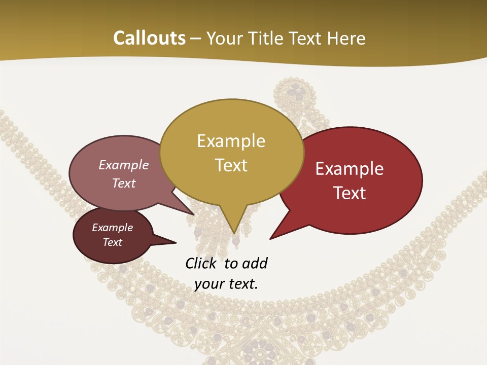 A Gold Necklace And Earrings On A White Background PowerPoint Template