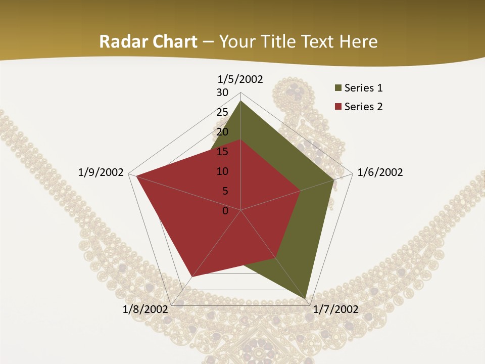 A Gold Necklace And Earrings On A White Background PowerPoint Template