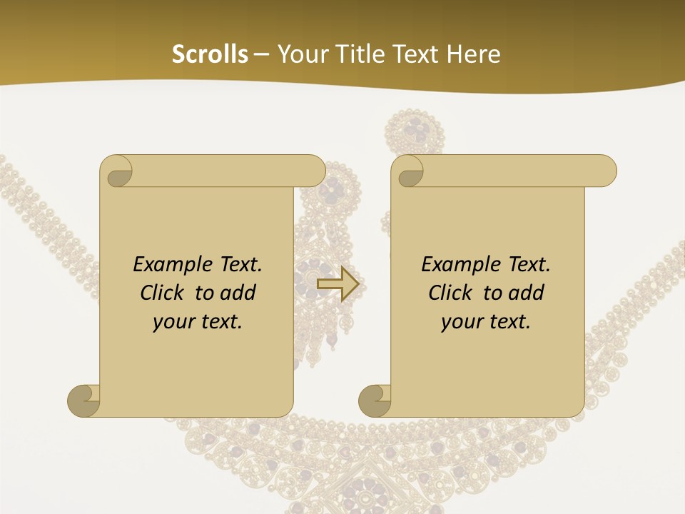 A Gold Necklace And Earrings On A White Background PowerPoint Template