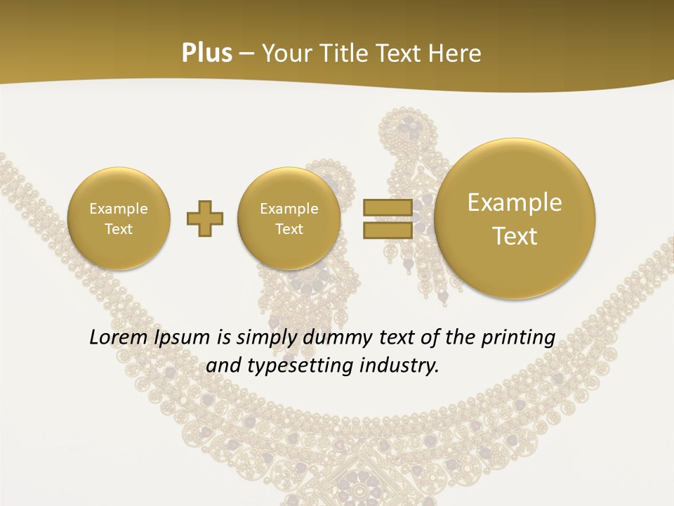 A Gold Necklace And Earrings On A White Background PowerPoint Template