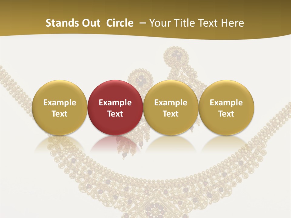 A Gold Necklace And Earrings On A White Background PowerPoint Template