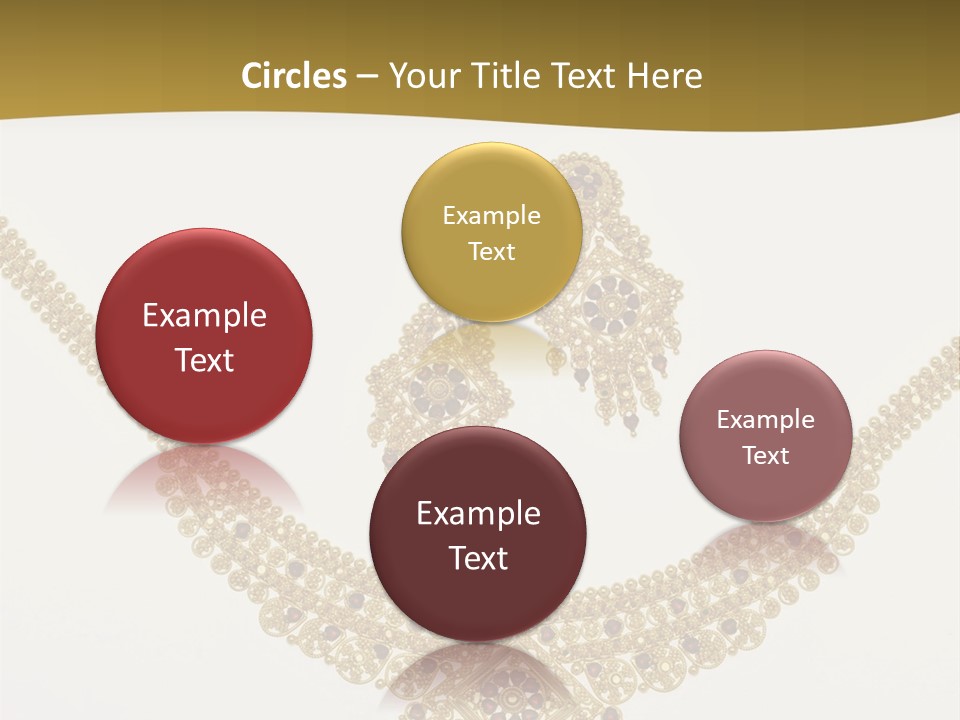 A Gold Necklace And Earrings On A White Background PowerPoint Template