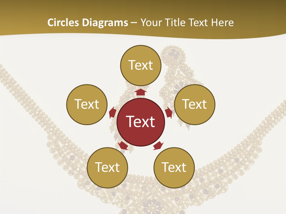 A Gold Necklace And Earrings On A White Background PowerPoint Template