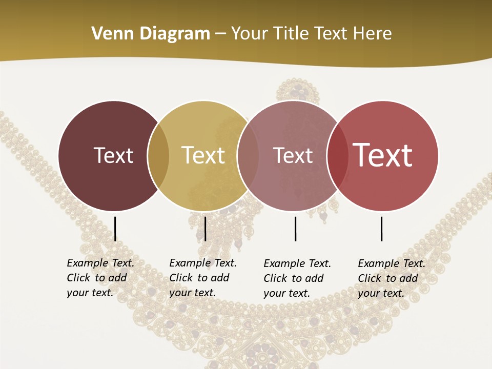 A Gold Necklace And Earrings On A White Background PowerPoint Template