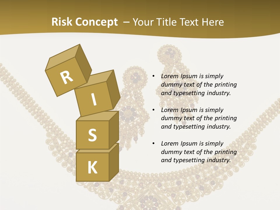 A Gold Necklace And Earrings On A White Background PowerPoint Template