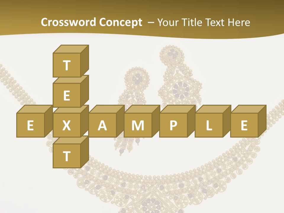 A Gold Necklace And Earrings On A White Background PowerPoint Template