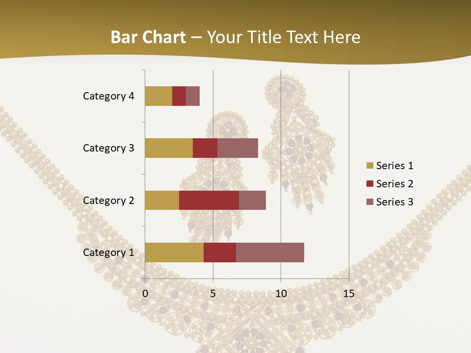 A Gold Necklace And Earrings On A White Background PowerPoint Template